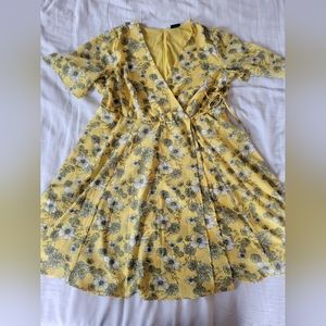 Torrid Yellow Floral Wrap Dress